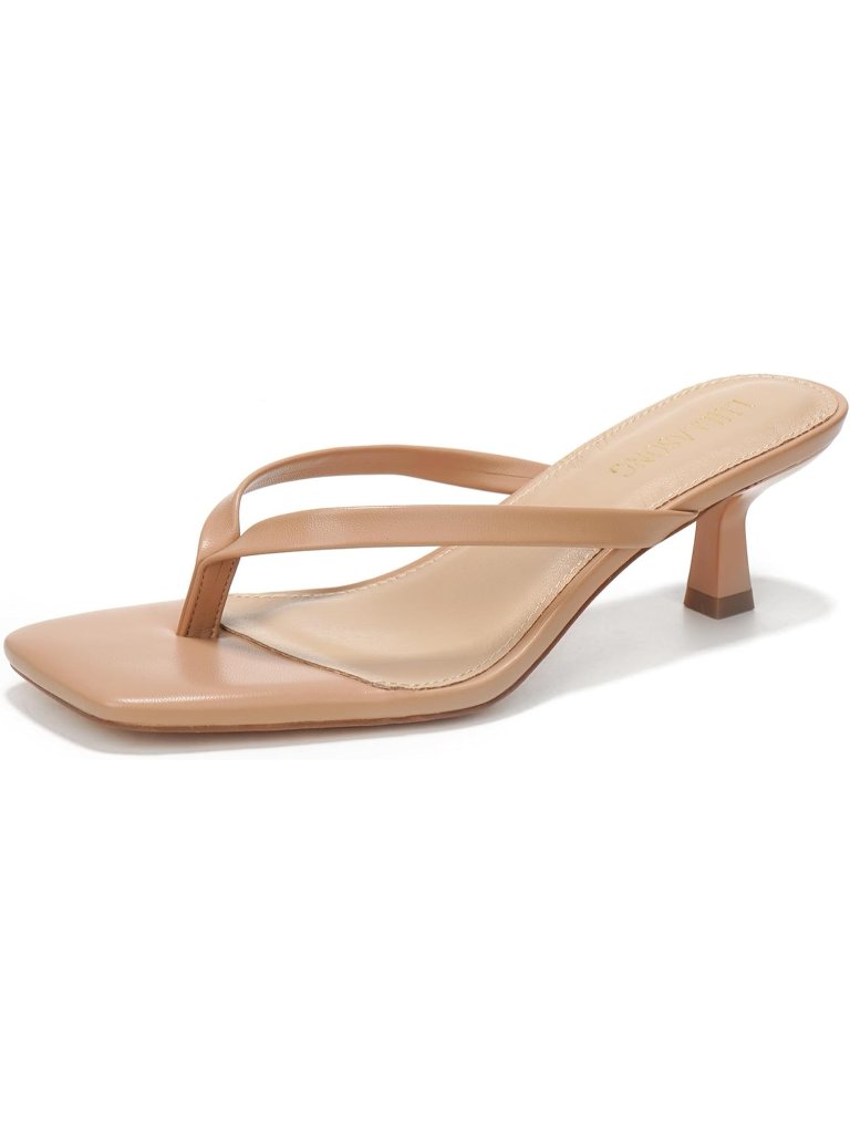 Women's Nude Kitten Heels Sandals Square Open Toe Flip Flop Heels 1.8-2 Inch